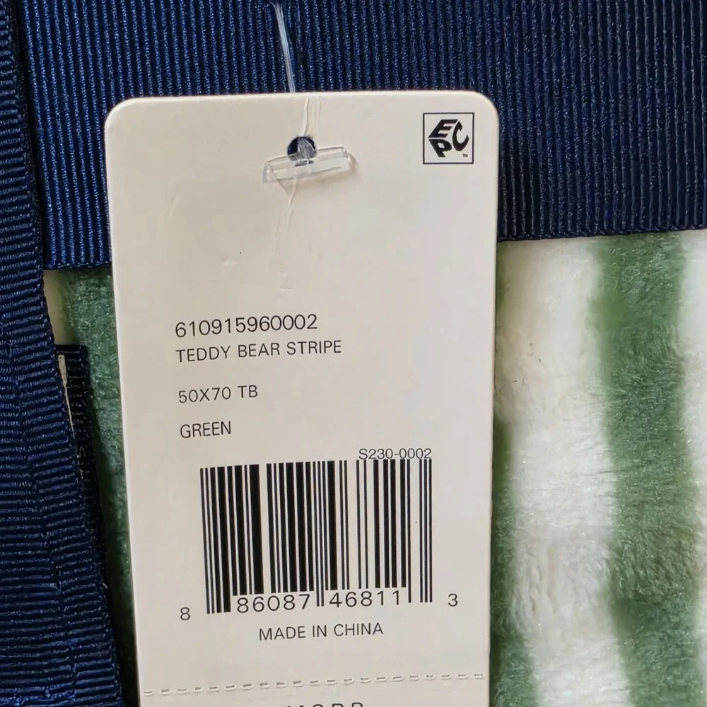 Ralph Lauren Polo Bear Throw Blanket 50x70 Green Stripe Teddy Bear NWT‎ Gift Box